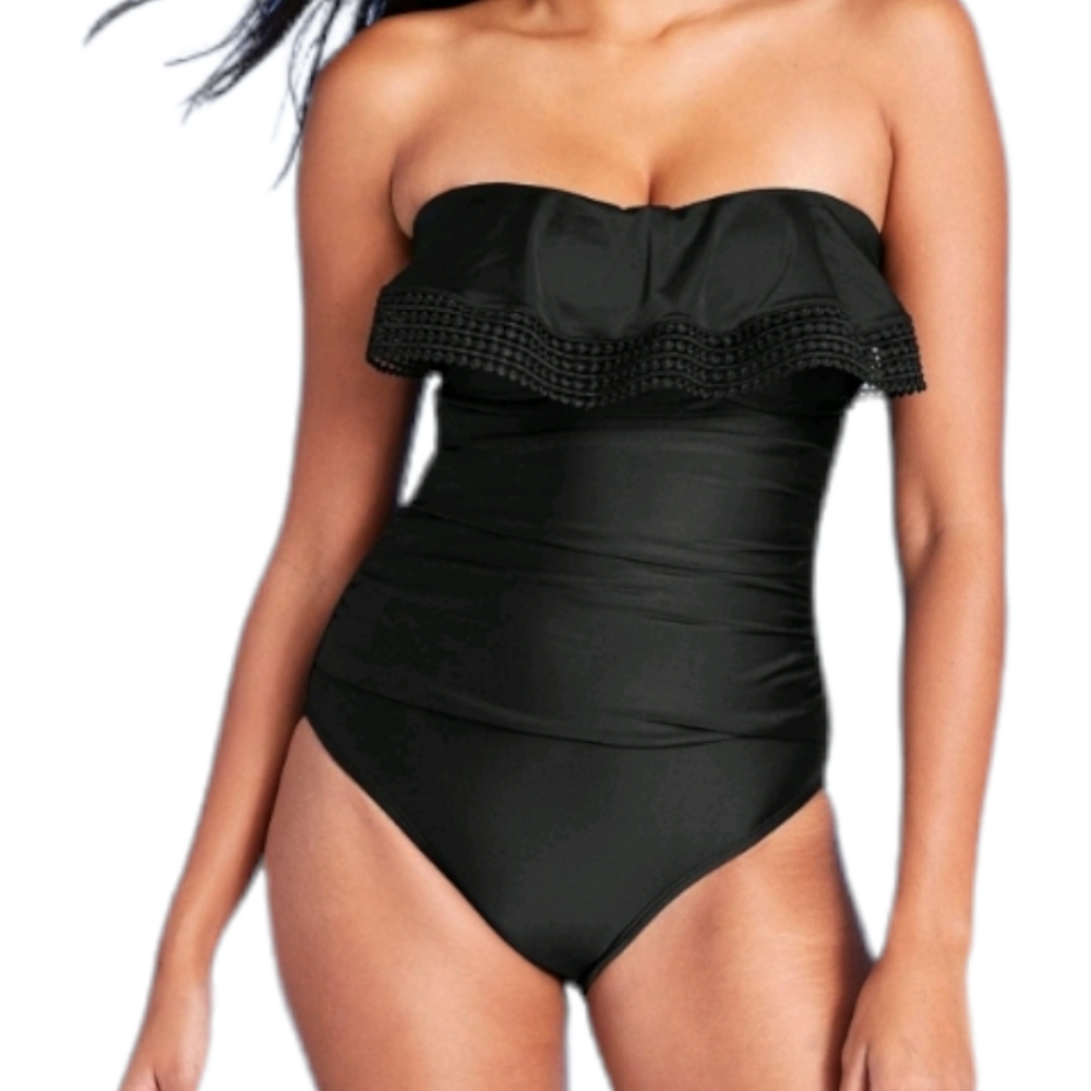 Women's Crochet Flounce High Coverage One Piece Swimsuit | Kona Sol™ | Large